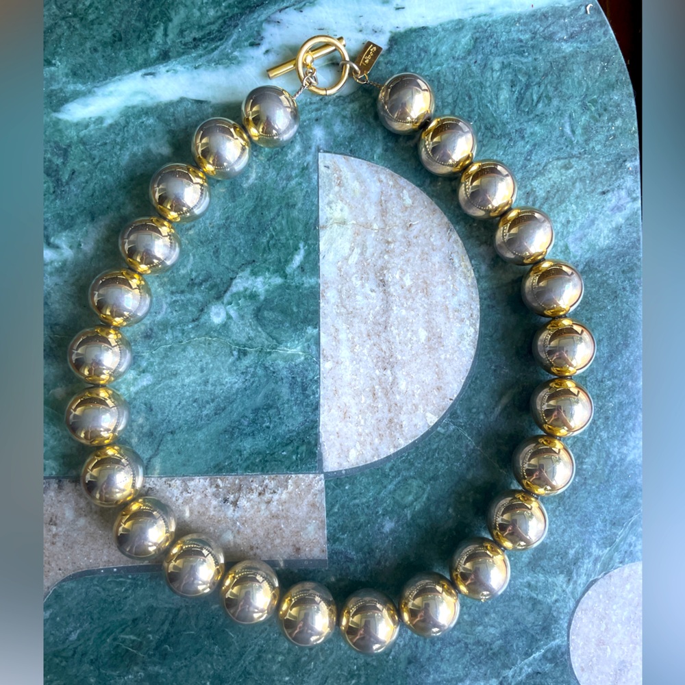 Vintage Talbots Gold Tone Large Round Beads on Chain Necklace